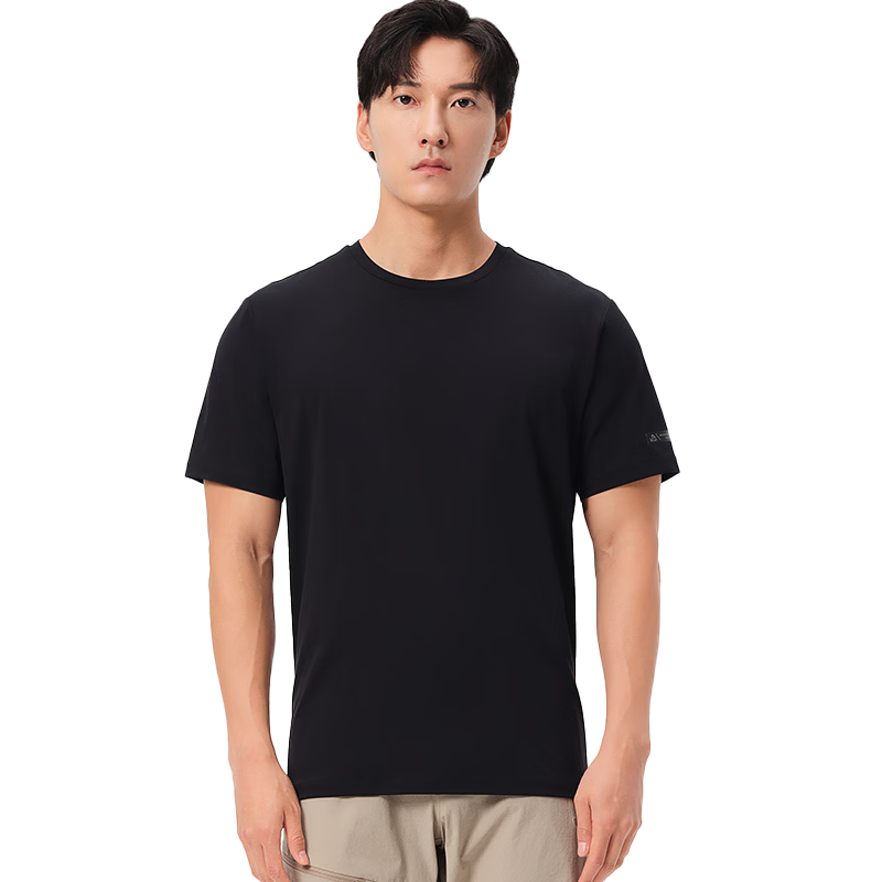 Pelliot Outdoor Quick-Dry T-Shirt Summer Short Sleeve Men Quick-Dry Breathable Antibacterial Crew Neck Half Sleeve 11421509 Black XL