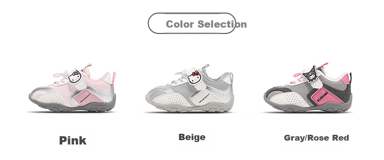 Hello Kitty Girls' Running Shoes Spring Children's Sports Mesh Casual Shoes Beige [Mesh Style] Size 35 4