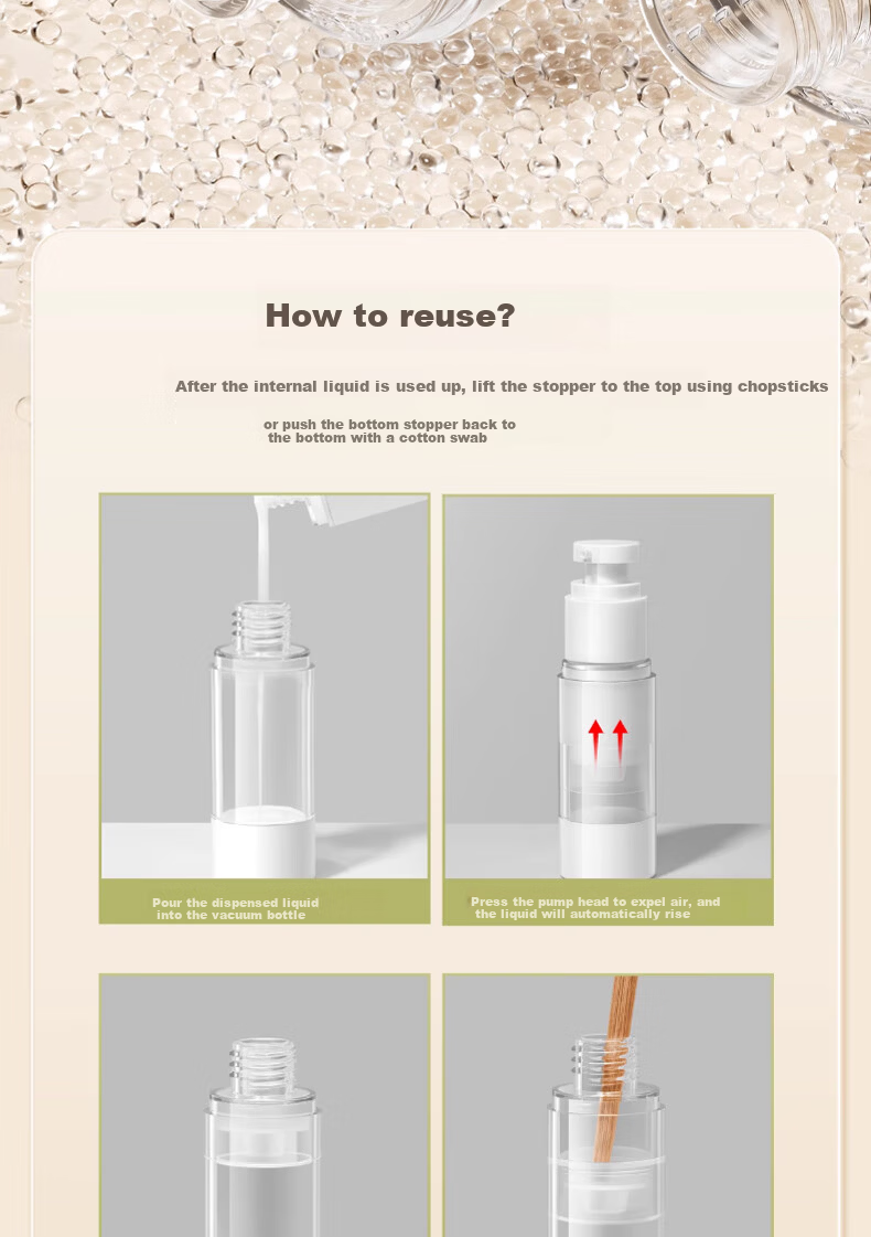 Qihaiqiu Vacuum Dispensing Bottle Press Lotion Bottle Spray Travel Portable Shower Shampoo Cosmetic Bottle 30ml*3 7