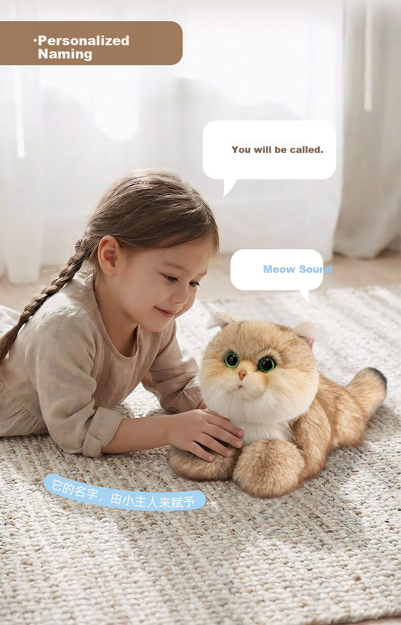 Chongker Plush Realistic Feedback Cat Smart Bionic High-End Electronic Pet Electric Doll Birthday Gift for Kids 7