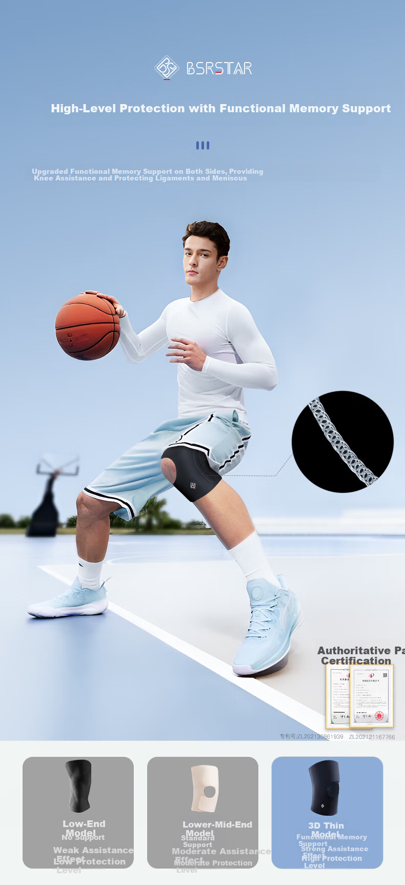 Bestray Men's Sports Knee Pads Professional Protective Knee Support Running Women's Joint Brace Medical Non-Slip Cover 7