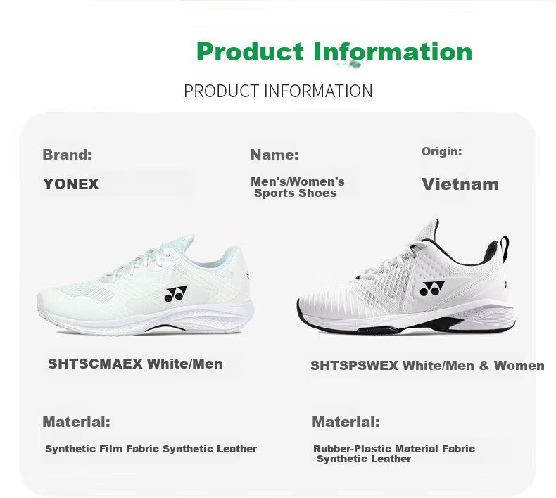 YONEX Tennis Shoes Professional Competition Training Shock Absorption Non-Slip Sports Shoes SHTSCMAEX White Size 44 2