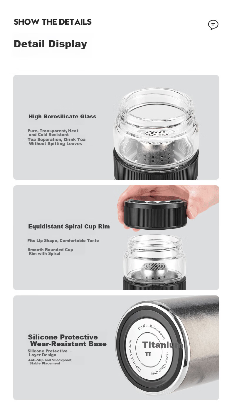 IMOGY Pure Titanium Insulated Mug Business Office High-End Women's Day Gift Large Capacity Portable Tea Separation Brewing Cup 16