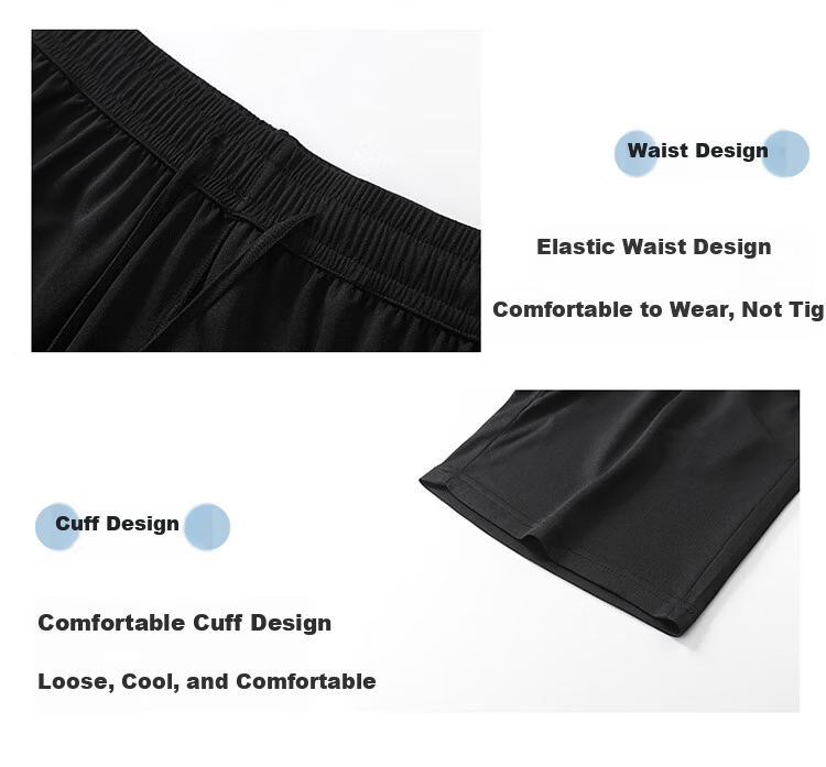 MiiOW Men's Summer Ice Cooling Breathable Crew Neck T-Shirt and Casual Versatile Five-Point Pants Two-Piece Set Black Gray XL 5