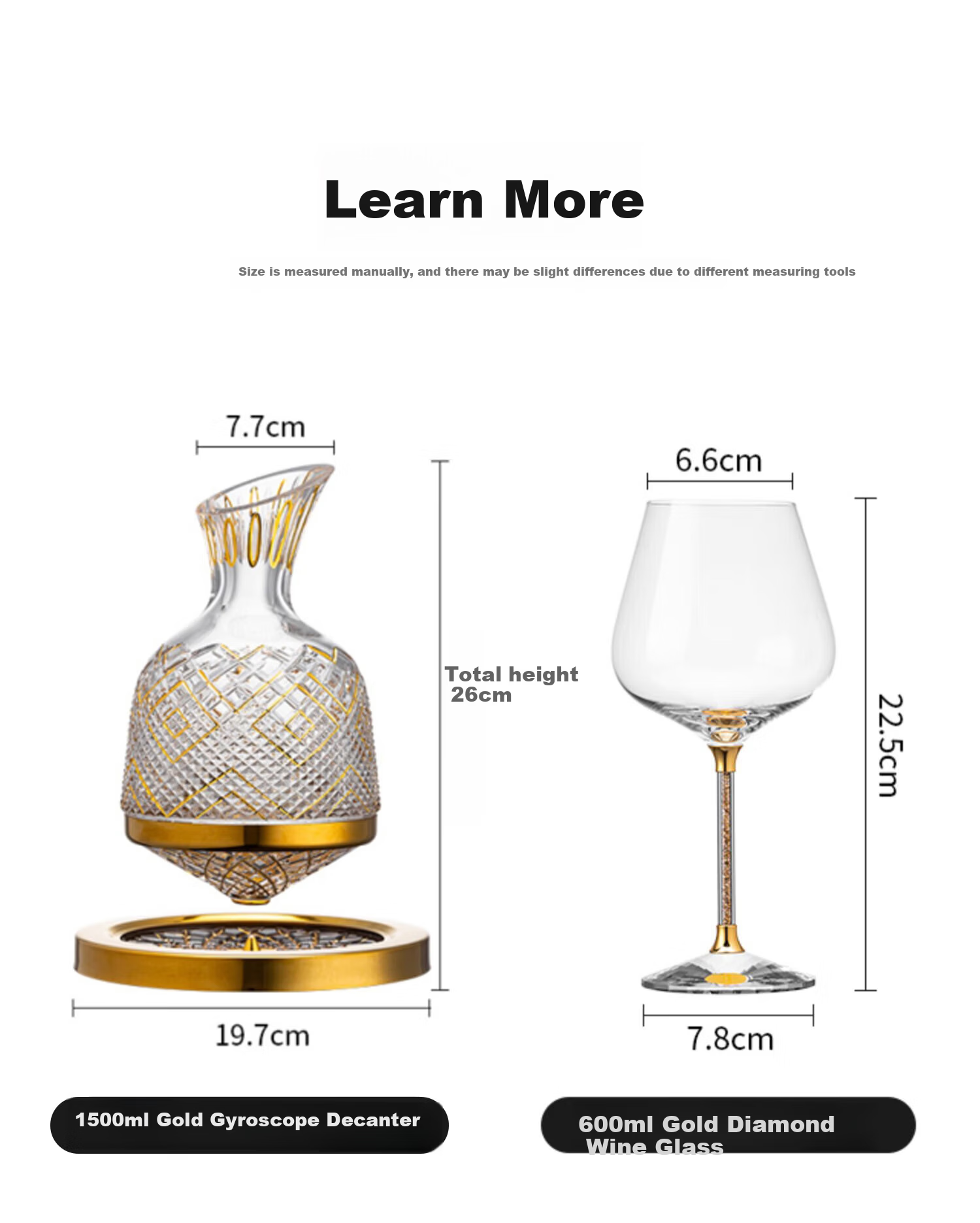 FANKAQI Luxury Crystal Wine Glass Set with Decanter High Stem Red Wine Glasses Gift for Housewarming Wedding Birthday 11