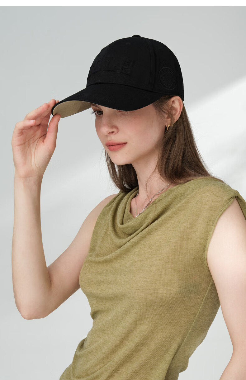 ELLE Baseball Cap for Women, All-Season Sun Protection Hat, Large Circumference High Crown Visibly Small Brim Cap for Men, Gift 22