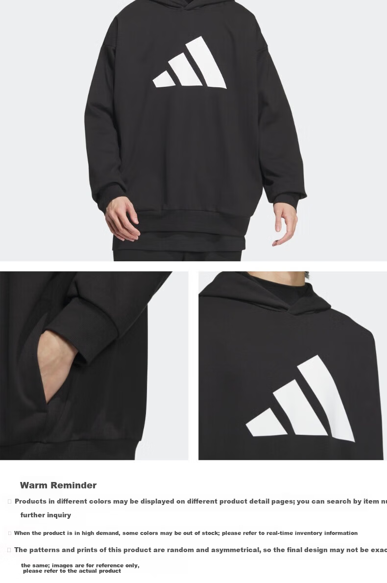 Adidas Unisex Retro Casual Pullover Sweatshirt Black XS 5