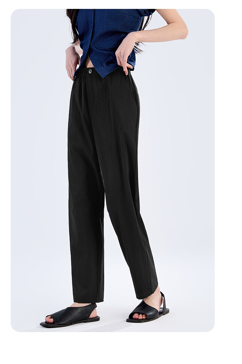 LangSha Straight-Leg Harem Pants for Women, Summer 2026 Thin High-Waist Slimming Nine-Point Straight-Leg Carrot Cigarette Trousers 20
