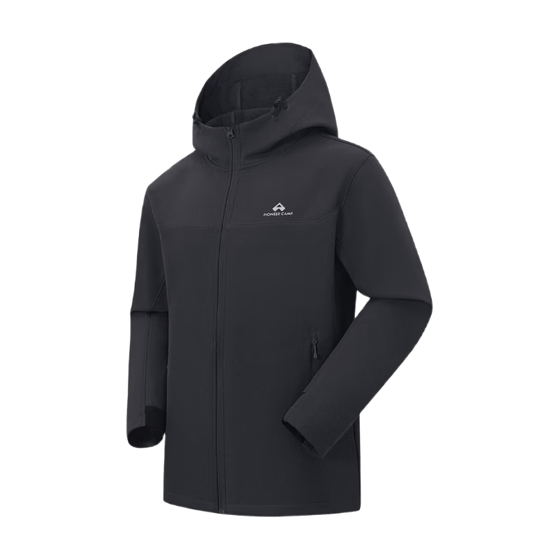 Toread Outdoor Casual Softshell Jacket Autumn Men's Hooded Fleece-Lined Durable Windproof Hiking Mountaineering Zip-Up Jacket