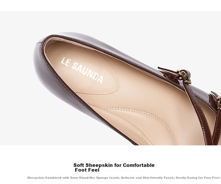 Le Saunda 2026 Spring Summer New Chunky Heel Pointed Toe Fashion Commuter Genuine Leather Women's Pumps 6T31312 Hazelnut Brown BRP 37 5