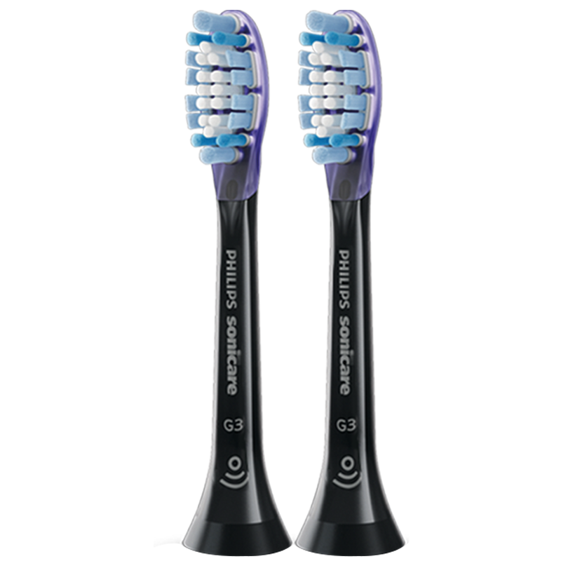 PHILIPS Electric Toothbrush Heads Official Original Compatible with DiamondClean 7/9/AI Series Handles Gum Care 2-Pack HX9052/86 Black