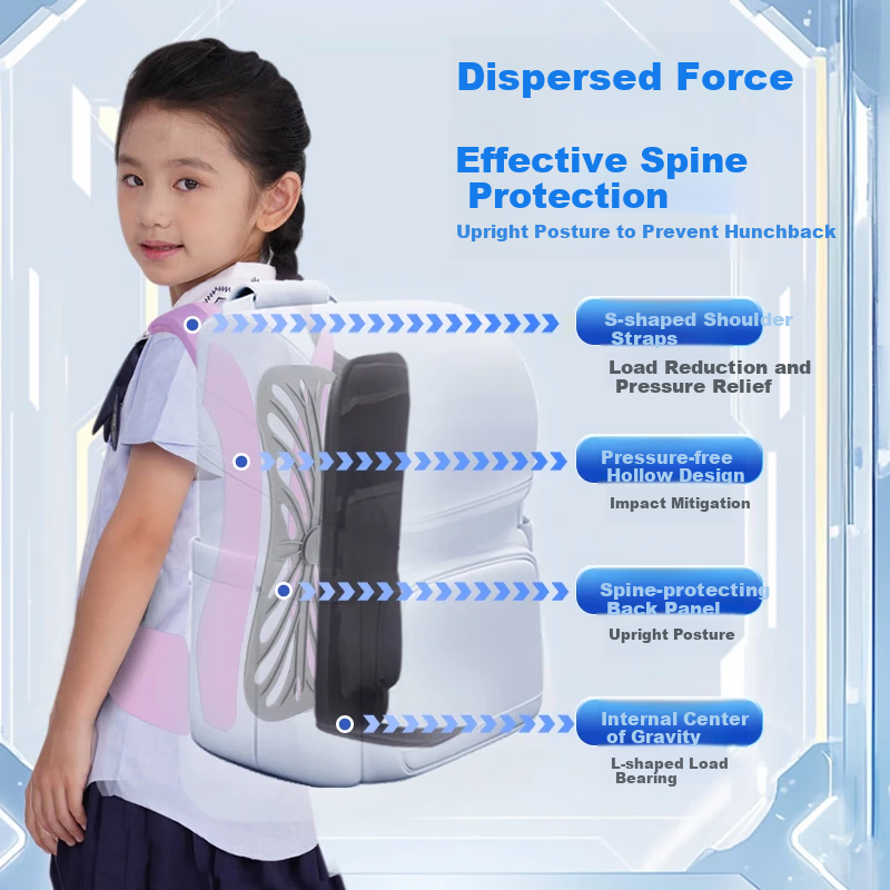DR·KONG Middle School Girls Backpack 7-9 Grade Large Capacity Student School Bag High School Ergonomic Lightweight Double Shoulder Bag