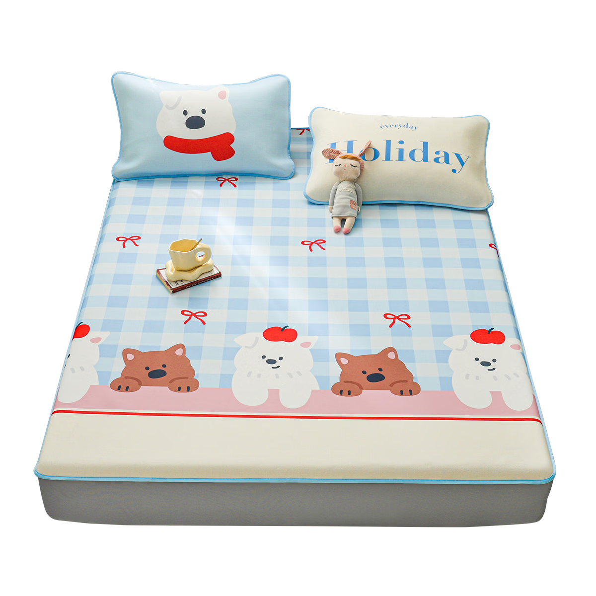 Dohia Home Textiles A-Class Washable Ice Silk Cooling Mat Summer Bed Sheet Fitted Sheet Set 195*120cm