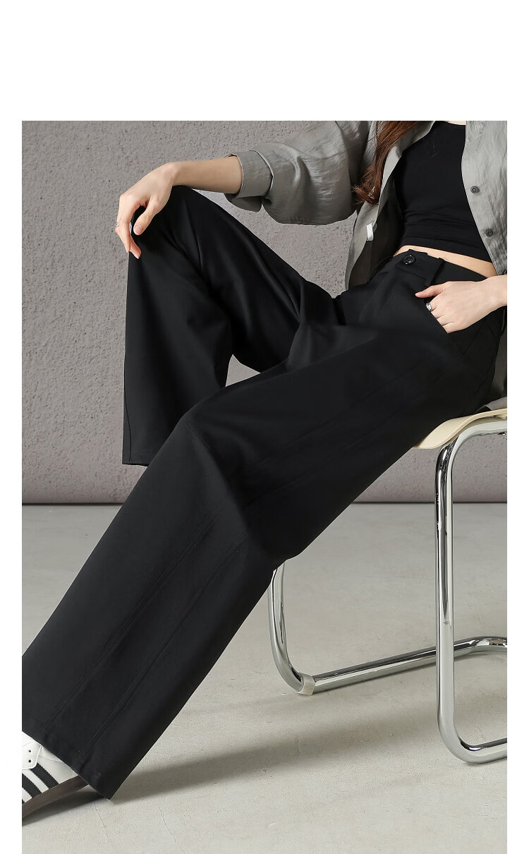 Demana [Cloud Feel Cotton Blend] Spring Lazy Urban Patchwork Seam Petite Loose Women's Curved Blade Casual Pants 14