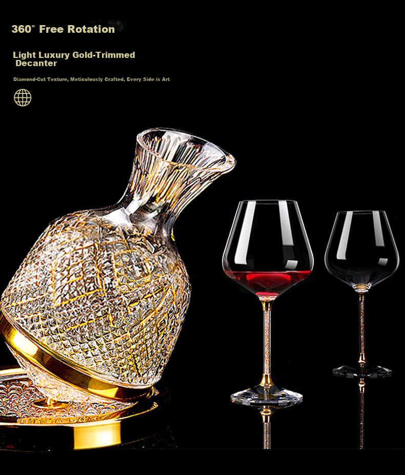 FANKAQI Luxury Crystal Wine Glass Set with Decanter High Stem Red Wine Glasses Gift for Housewarming Wedding Birthday 5