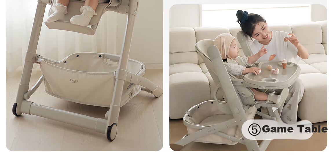 BEIE Baby High Chair Toddler Dining Chair Children's Growth Chair Infant Rocking Chair Royal Classic Without Basket 18