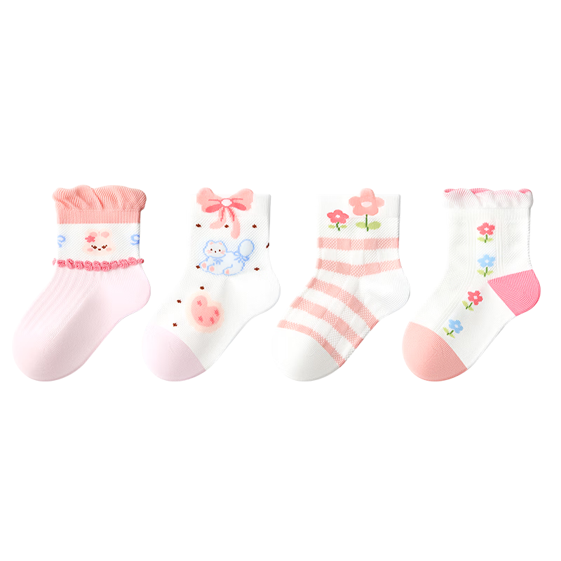Baby Summer Thin Cotton Socks Cute Newborn Breathable Mesh Socks Girls Princess Mid-Calf Socks