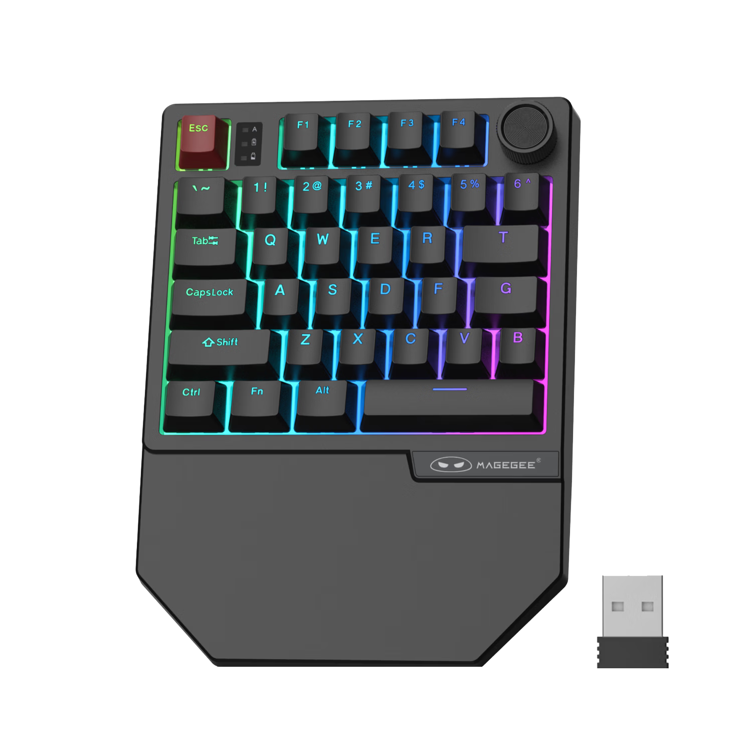 MageGee Tomahawk Single-Handed Mechanical Gaming Keyboard Wireless Bluetooth Tri-Mode Keyboard for PC Laptop PUBG CF Black Red Switch