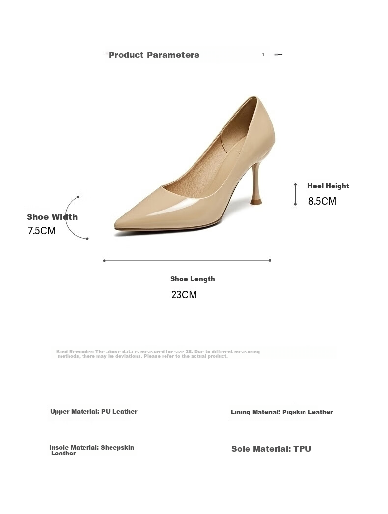 Basto 【Leading Lady】25 Autumn Nude High Heels Comfortable Pointed Toe Women's Work Shoes Wedding Shoes Apricot Color Size 38 4
