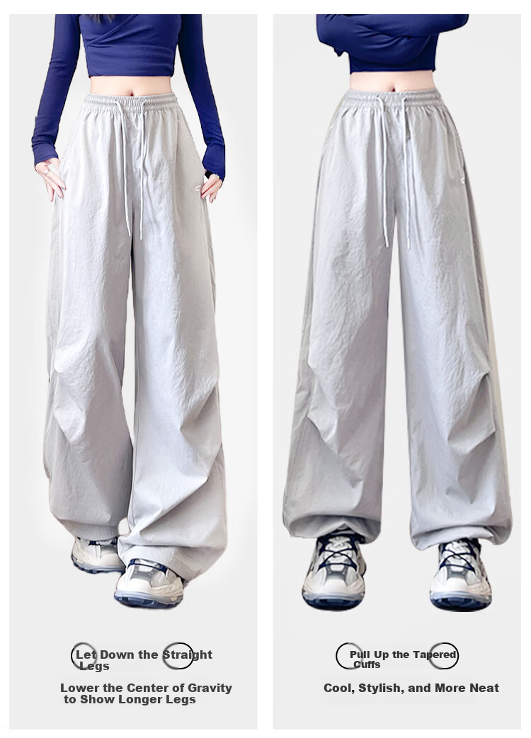 BOPRUIEY Women's Quick-Dry Work Pants 2025 New Autumn Curved Blade Pants American Casual Sports Loose Wide-Leg Pants 11