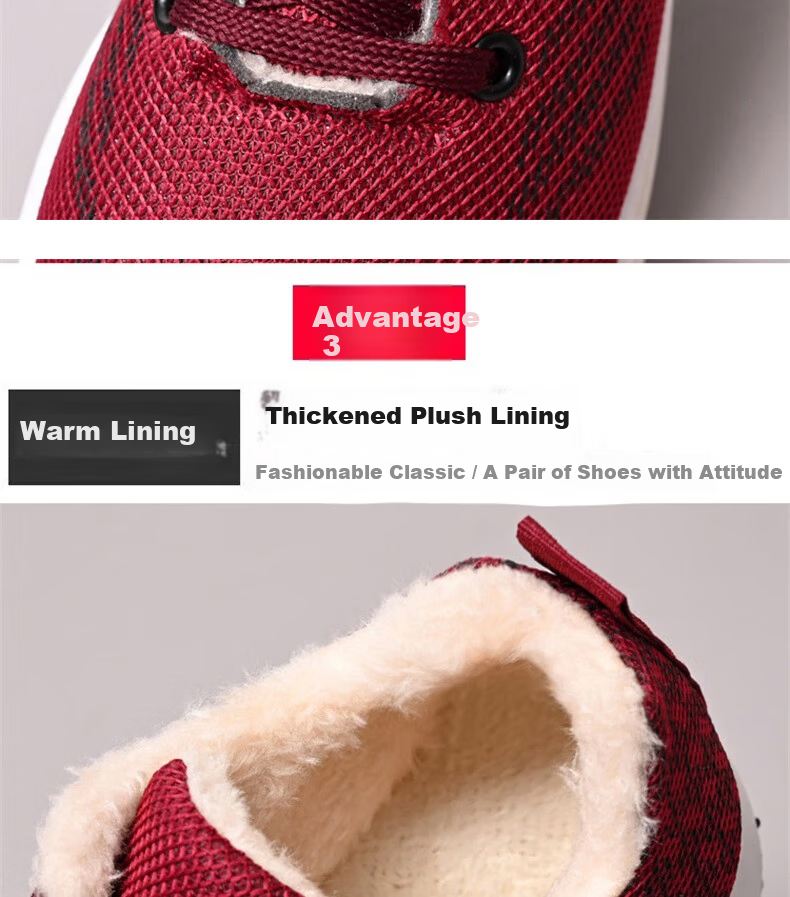 FOOTOPPO Women's Sports Cotton Shoes Elderly Winter Warm Plush Casual Shoes for Moms 4