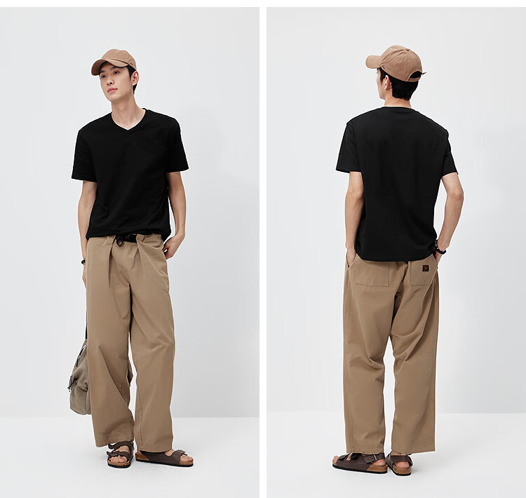 Semir 【3A Antibacterial】Men's Short Sleeve T-Shirt 26 Summer Basic Solid Color V-Neck Casual Tee 109326100101 20