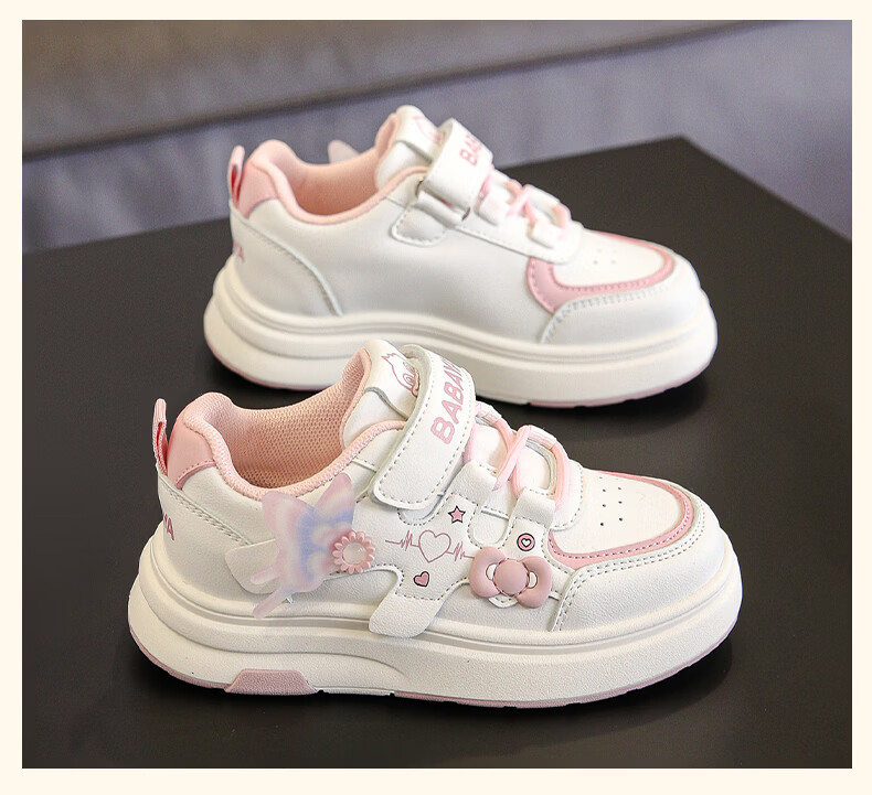 Baba Duck Girls' Casual White Sneakers Spring Autumn Princess Shoes Children's Sports Shoes 51823 White Purple Size 27 8