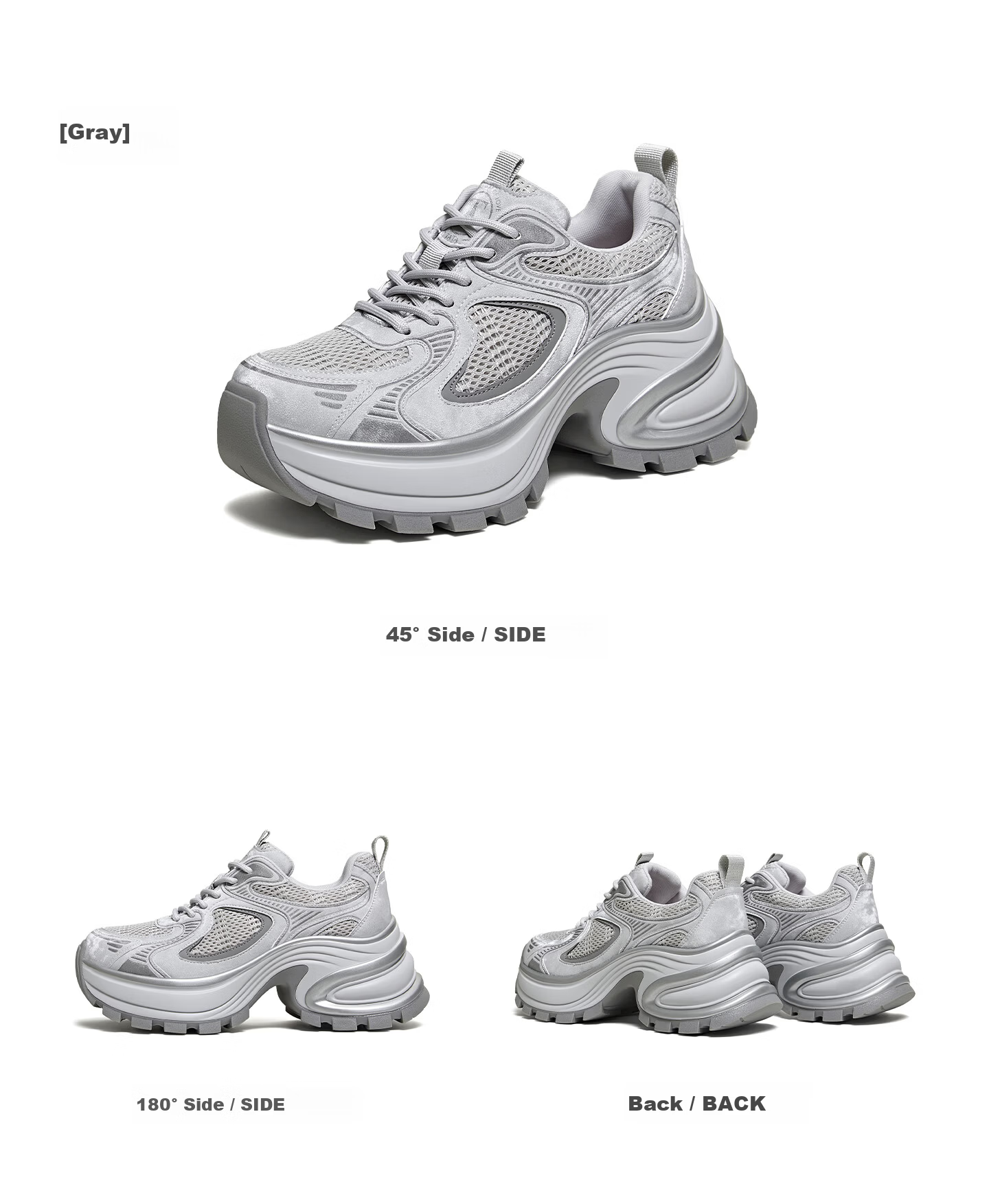 TATA 2026 Spring Mall Fashion Casual Versatile Women's Dad Sneakers Beige/Silver (Single Lining) Size 36 19
