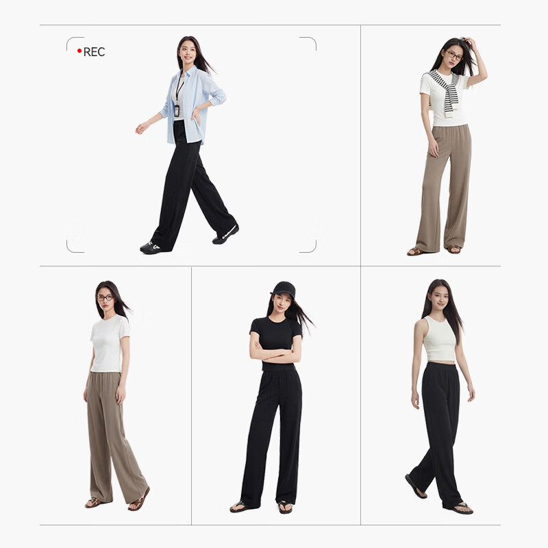 JD Jingzao Women's Modal Casual Pants 2026 New Spring High Waist Straight Slim Fit Black XL