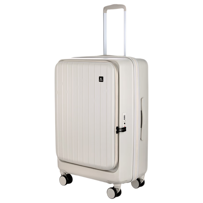 Crown Front-Opening Business Carry-On Trolley Suitcase CF5502 Beige Gray 20 Inch
