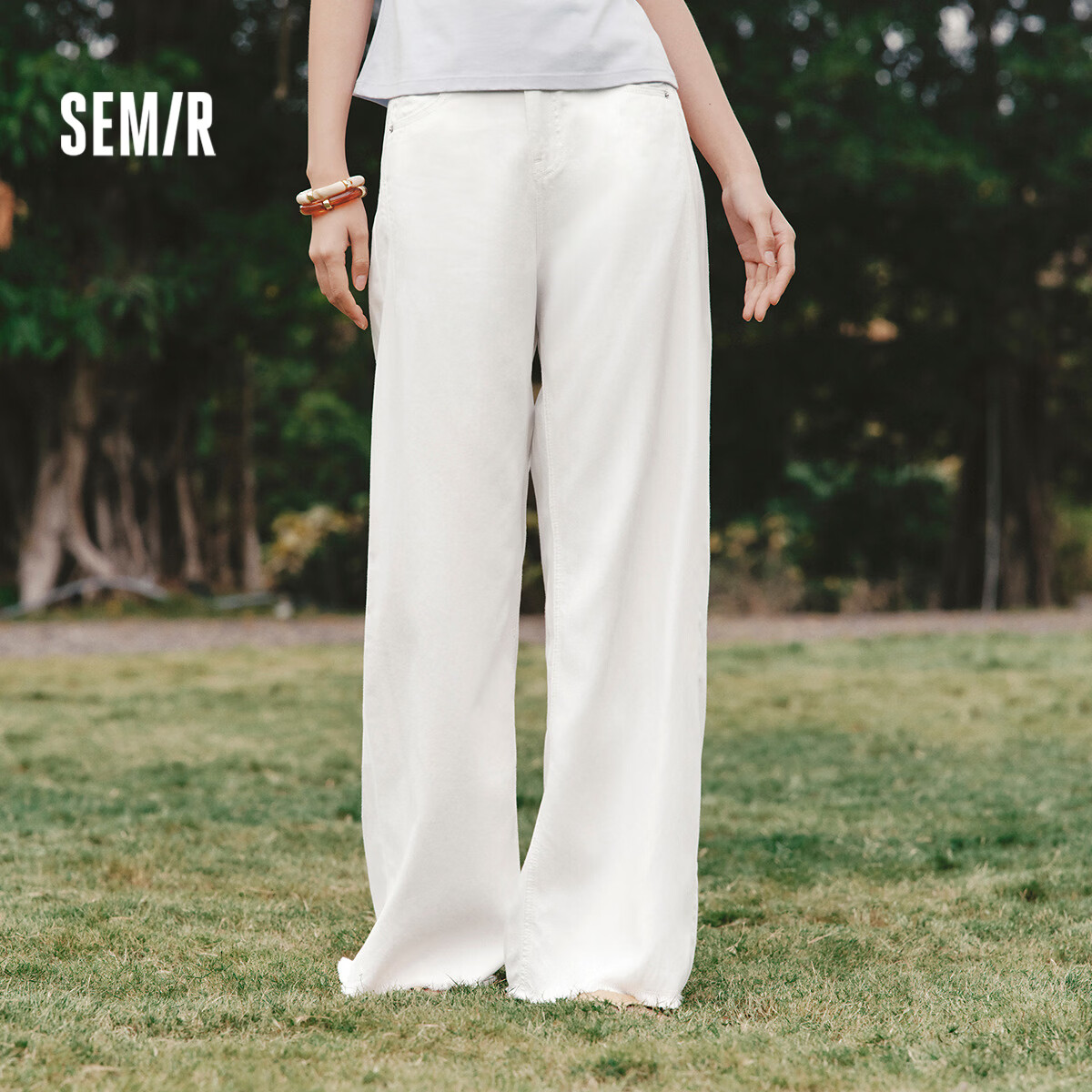Semir Senrou Women's Summer Cool Antibacterial Loose Hemp Wide-Leg Jeans 2026 Trousers 109326124001