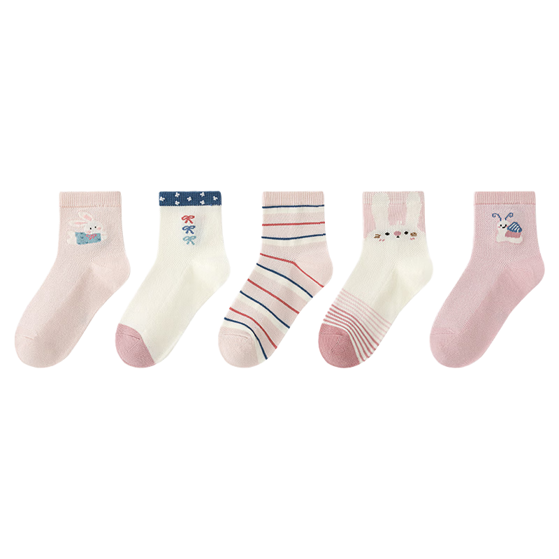 Six Finger Mouse Children's Socks Girls Spring and Summer Breathable Mesh Mid-Calf Cotton Socks for Baby Students