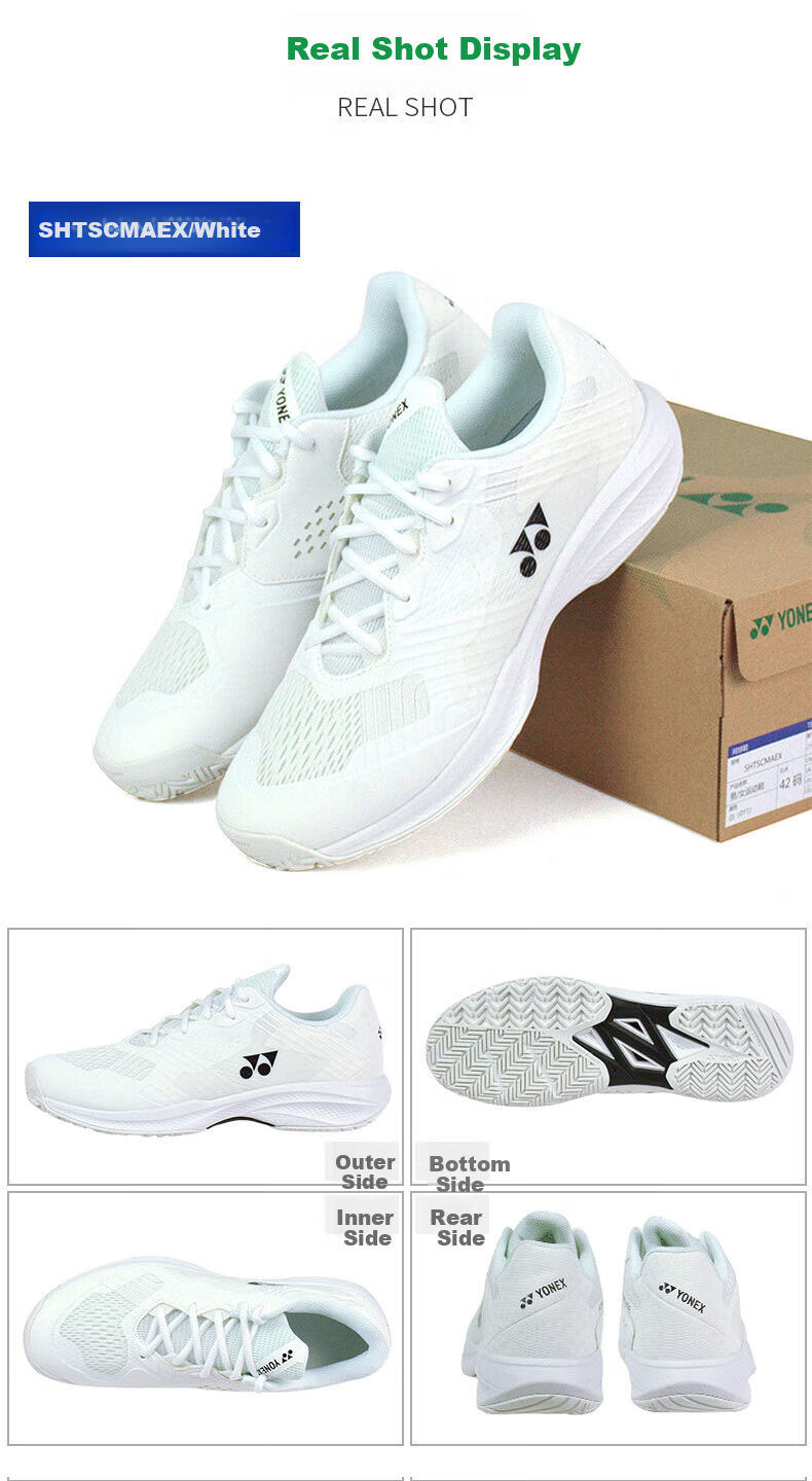 YONEX Tennis Shoes Professional Competition Training Shock Absorption Non-Slip Sports Shoes SHTSCMAEX White Size 44 8