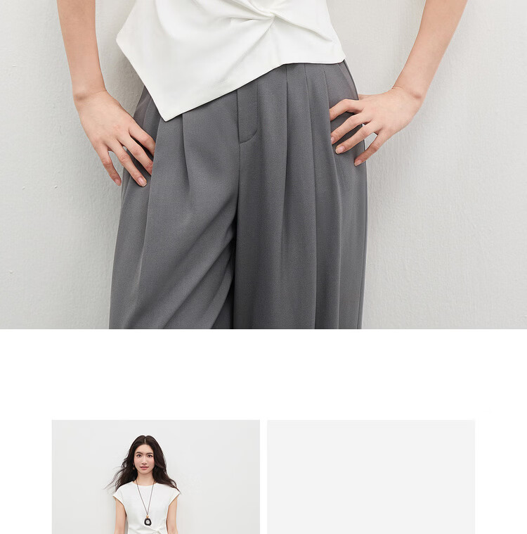 Shangdu Bira Raglan Sleeve Pure Cotton T-Shirt Women Spring Summer Crew Neck Knot Slim Fit Irregular Hem Tailored Casual Top 21