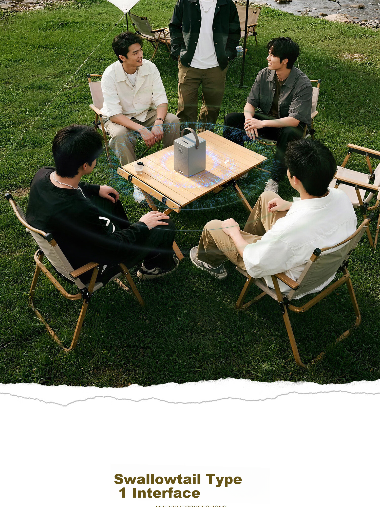 Lingke M3 Starry Sky Series Portable Outdoor Bluetooth Speaker 30h Battery Waterproof Auracast Infinite Chain Technology Titanium Color 6