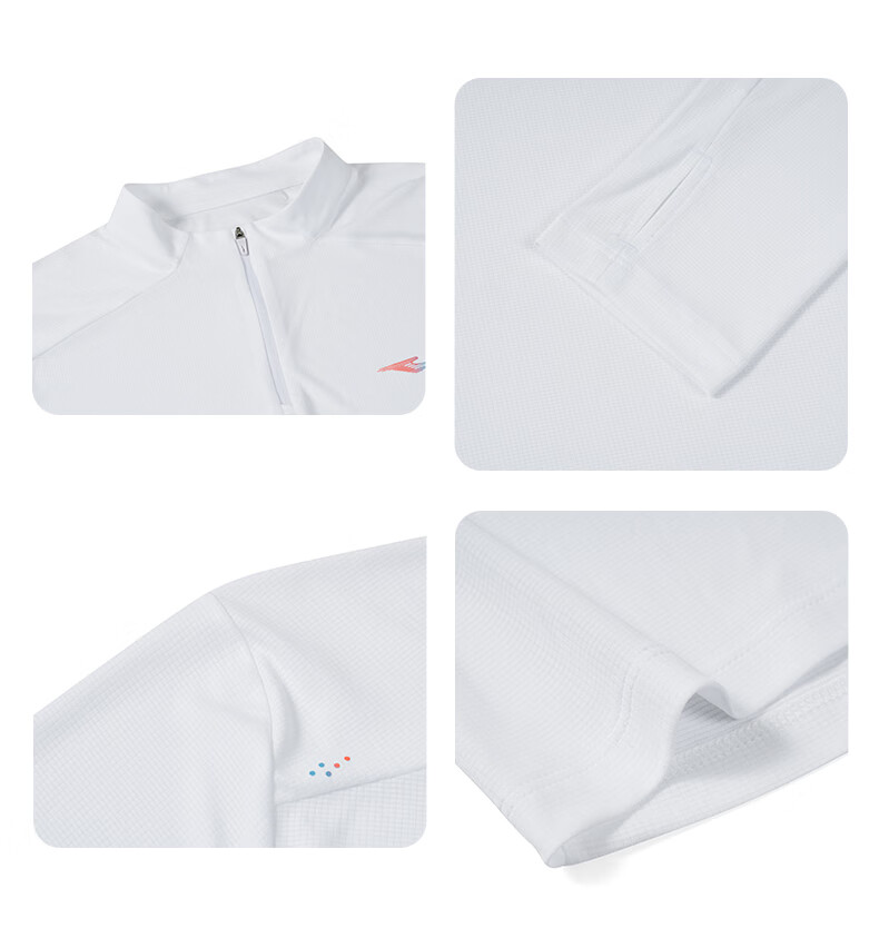 ERKE Feihong Half-Zip Long T-Shirt, Summer Sports Knit Quick-Dry Long Sleeve T-Shirt, Casual Running Shirt, Fashionable Slim-Fit Top 12