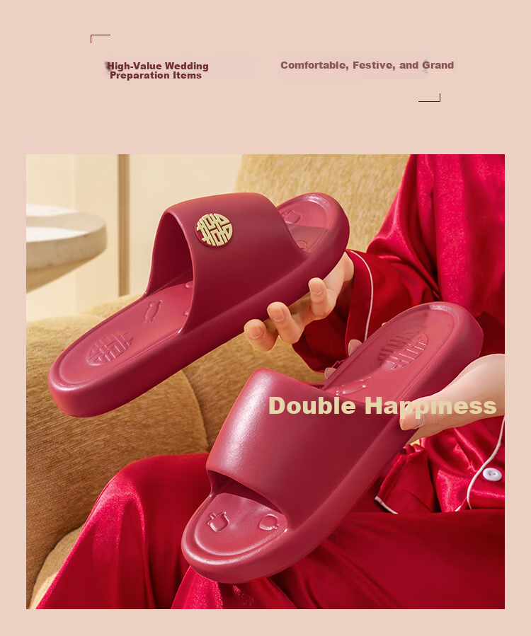 YUZHAOLIN Wedding Slippers Festive Red Luxury Bridal Couple Wedding Slippers YG518 Women Size 38-39 9