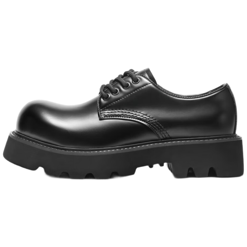 Belle Zhang Linghe Same Style Thick-Soled Business Derby Shoes for Men, Spring And Summer Commute Formal Leather Shoes A2062, Black/lightweight, Size 41