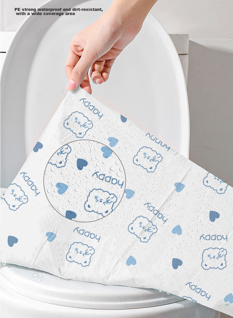 Qihaiqiu Disposable Toilet Seat Covers Thickened Three-Layer Blue Bear 10-Pack for Hotel Travel Maternity Postpartum Use 6