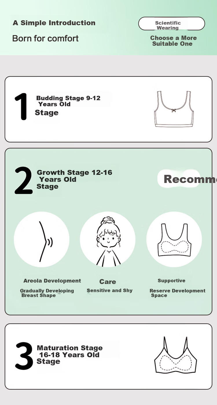Hodohome Girls' Underwear Development Stage 2 Class A Mesh Breathable Student Wireless Bra 2 Pieces 038 2A80 2