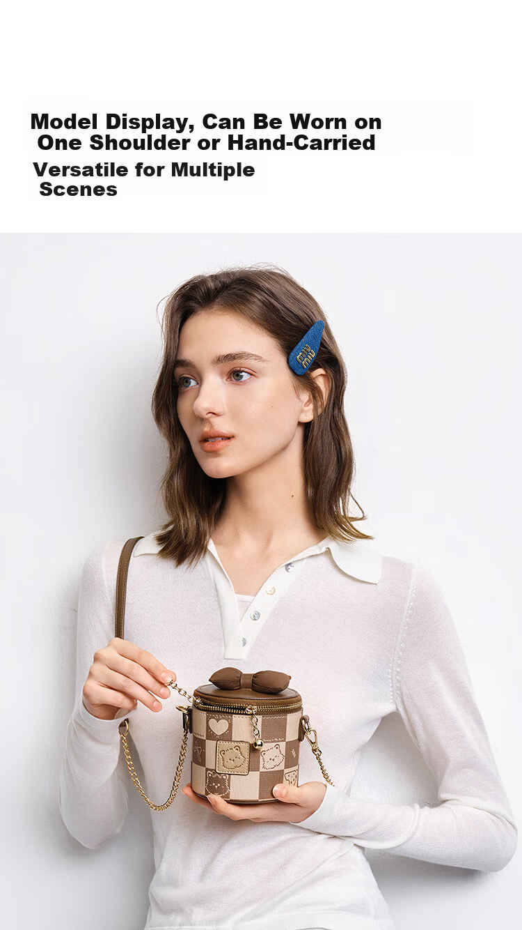 Semir Cute Dog Crossbody Bag for Women Makeup Box Checkerboard Bowknot Small Bag Gift 105825153003 12