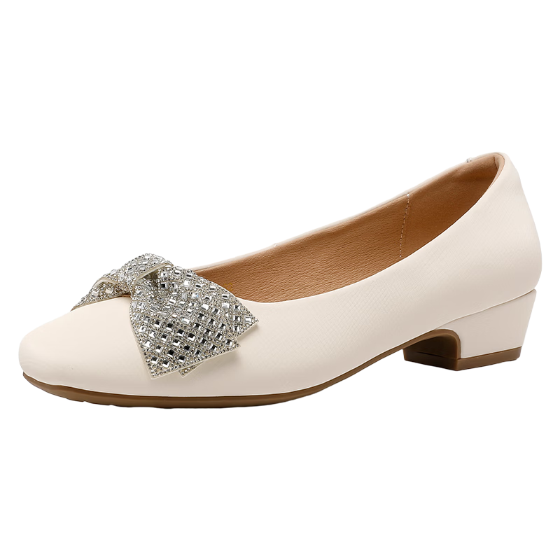 Red Dragonfly Women's Breathable Lightweight Soft Sole Comfortable Work Slip-On Low-Cut Commuter Flats WLB266232 Beige Size 38
