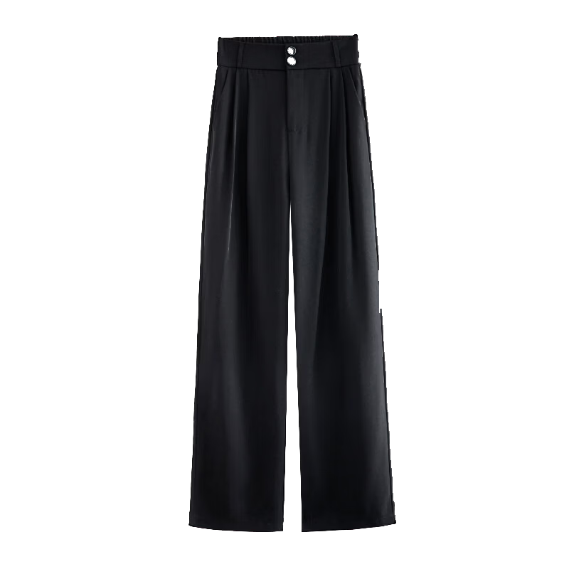 LangSha Women's New Summer Ice Silk Dress Pants, Casual High-Waist Wide-Leg Trousers for Petite Figures, Wrinkle-Resistant Straight Pants