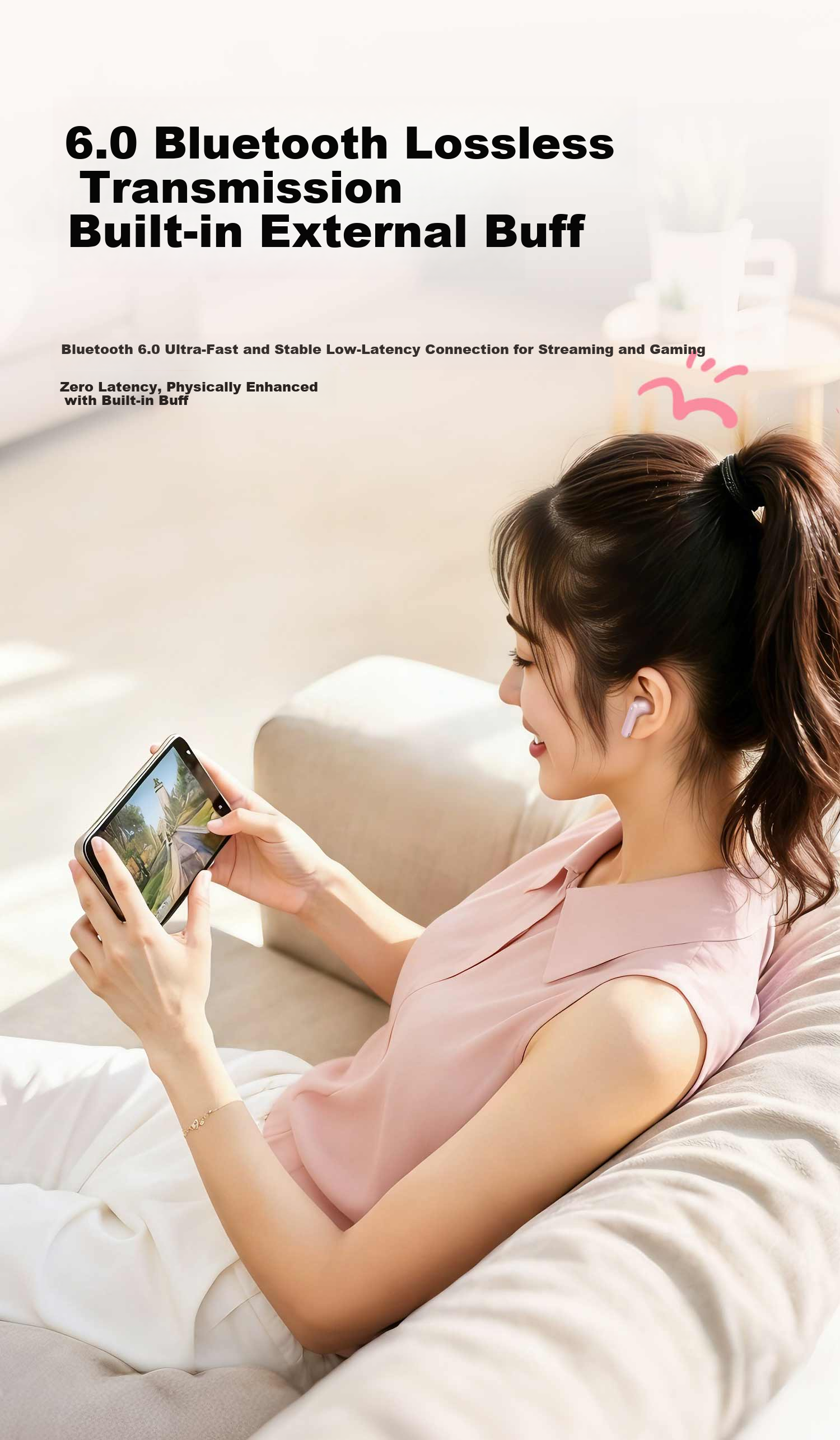 Soaiy JING SE True Wireless Bluetooth Earbuds Open Semi-In-Ear Sports Running Noise Cancelling Headphones for Apple Huawei Xiaomi Cream White Annual Meeting Gift 11