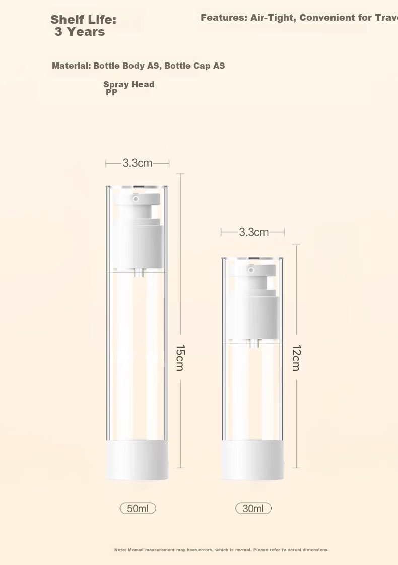Qihaiqiu Vacuum Dispensing Bottle Press Lotion Bottle Spray Travel Portable Shower Shampoo Cosmetic Bottle 30ml*3 11