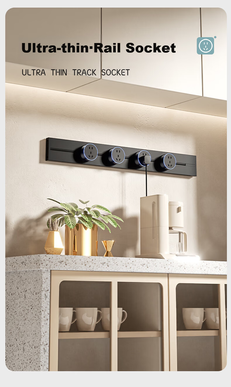 Aodoran Track Socket Surface Mounted Track No Drilling Movable Wall Track Socket 500mm+4 Five-Hole G4 Series Gray 1