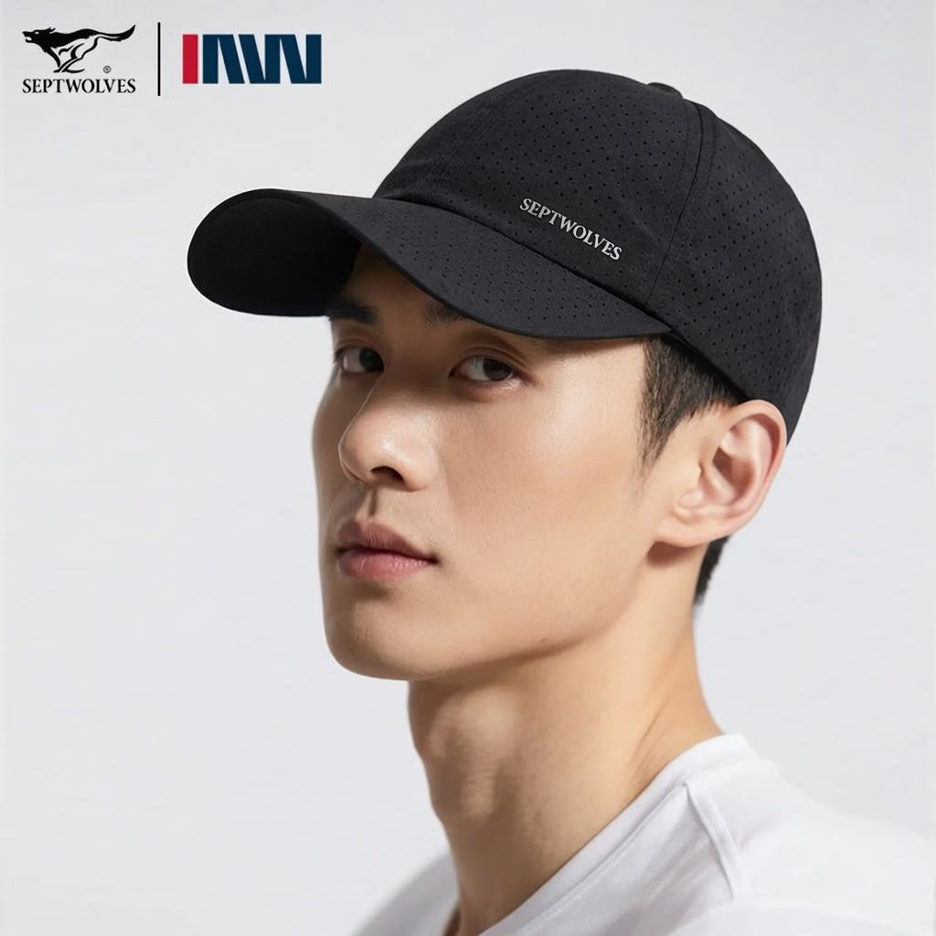 Seven Wolves Men's Baseball Cap Casual Versatile Sun Hat Quick-Dry Adjustable Large Size Breathable Duckbill Cap 2
