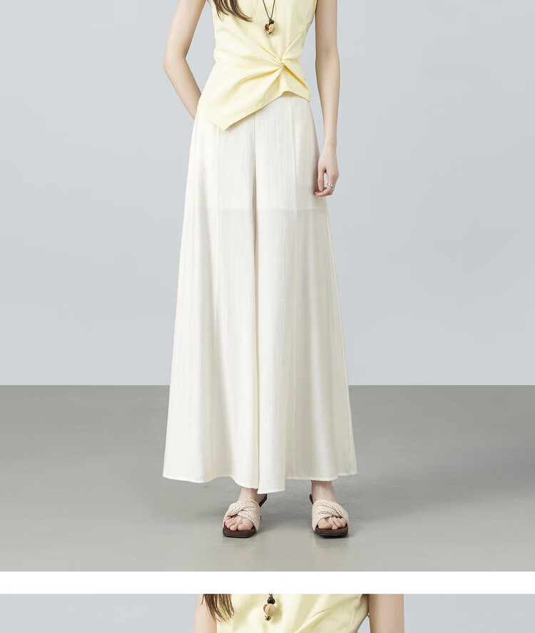 Shangdu Bira Light Pleated Texture Casual Pants for Women Spring Summer Simple Casual Pear-Shaped Slim Wide-Leg Loose Trousers 20