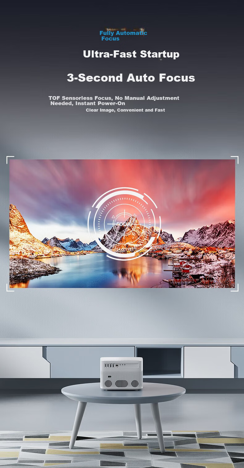 Hongtianpao G86W Projector Home Use Smart Home Theater Projector (TOF Laser Auto Focus 2+32GB Large Memory Daytime HD Direct Projection) 3