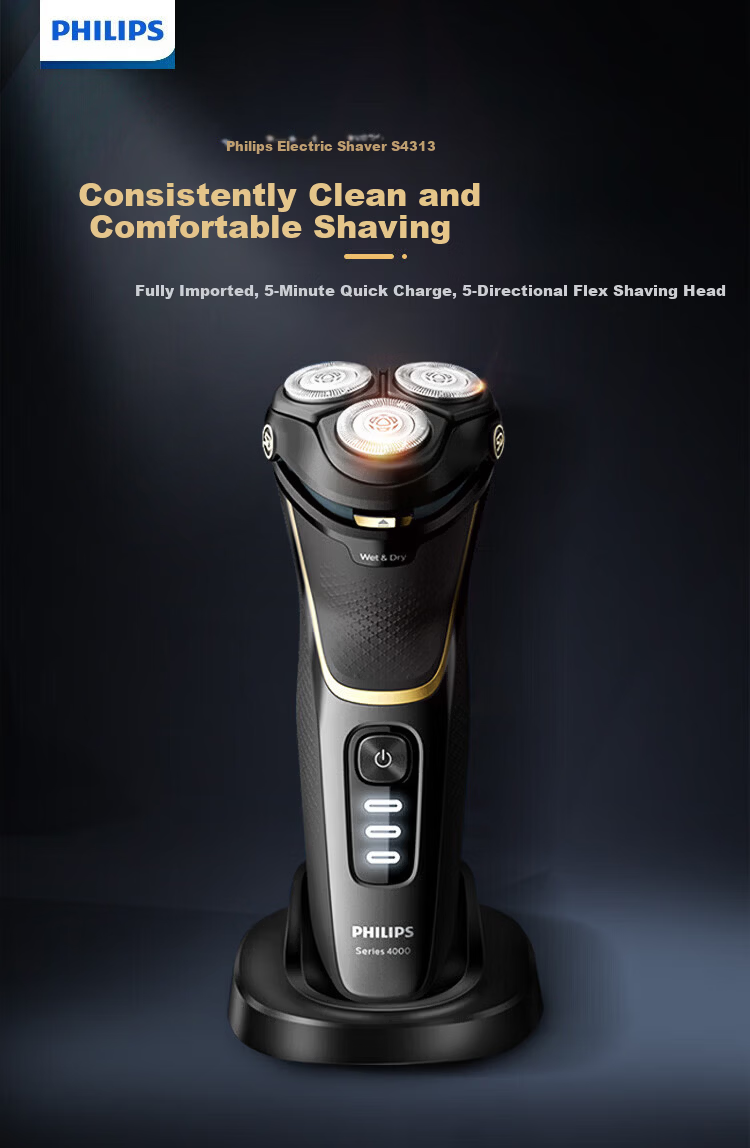 PHILIPS Electric Shaver Men's Electric Razor Beard Trimmer Fast Charge S3853 Wet and Dry Dual Shaving Sky Blue S3853 [Standard Edition] Valentine's Day Gift for Boyfriend/Husband 2